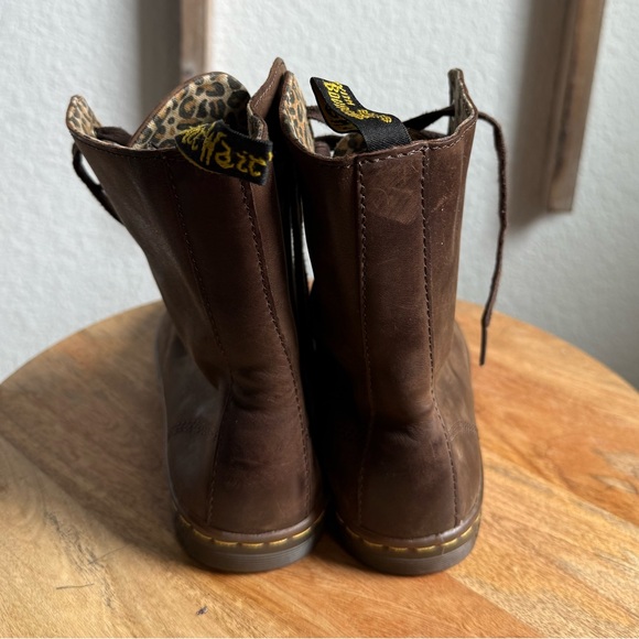 Dr. Martens Womens Brown Stratford Leather Foldover Leopard Print Boots Size 6 - Picture 5 of 9